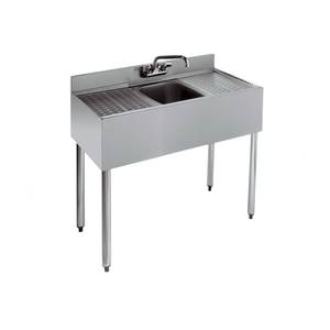 Krowne Metal 21-31C 21"D Bar Sink 1 Compartment w/ Two 12" Drainboards NSF
