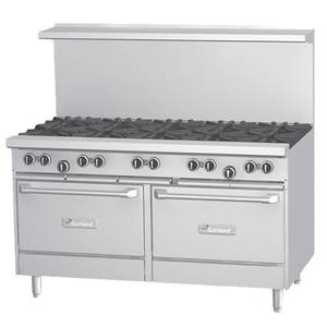 Garland G60-10RR 60" Gas Restaurant Range w/ 10 Burners & 2 Standard Ovens