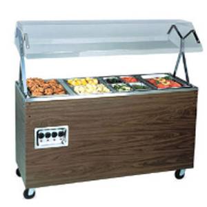 Vollrath T3893546 3 Well Mobile Hot Food Steam Table Walnut w/ Lights