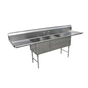 GSW USA SE16203D18 84.5" Three Compartment 16" x 20" x 12" Stainless Steel Sink