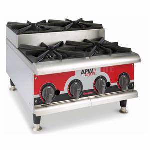 APW Wyott GHPS-4H Champion 24" Manual Nat Gas Hot Plate Step-Up w/ 4 Burners