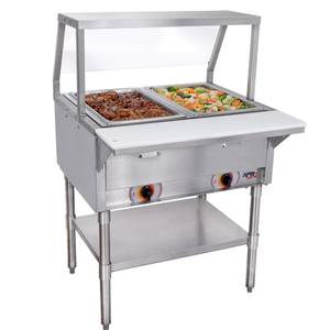 APW Wyott SST-2 2 Sealed Well Electric Hot Food Steam Table Coated Legs