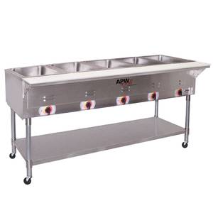 APW Wyott PSST-5 5 Sealed Well Mobile Electric Food Steam Table Coated Legs