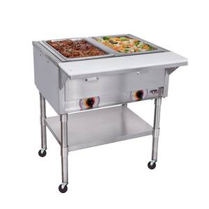 APW Wyott PSST-2S Electric 2 Sealed Well Mobile Food Steam Table with S/s Legs