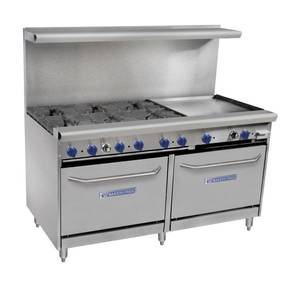 Bakers Pride 60-BP-6B-RG24-S26 Heavy Duty 6 Burner Range With Dual Ovens & Raised Griddle