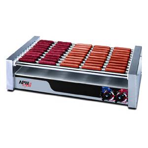 APW Wyott HR-20 X*PERT 13" Flat Chrome 11 Roller Grill Cooks 340 Hot Dogs/hr