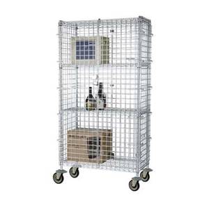 Focus Foodservice FMSEC18603 18"x60"x63" Three-Shelf Chrome Mobile Security Cage