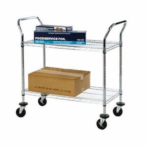 Focus Foodservice FFC18362CH 18"x36"x37" Two-Tier Chrome Mobile Wire Shelf Cart