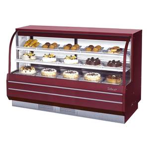 Turbo Air TCGB-72CO-R-N 72.5in Refrigerated Bakery Display Dry Case Curved Glass
