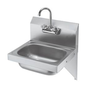 Krowne Metal HS-10 16" Wide Hand Sink w/ Side Supports & 3.5" Gooseneck Faucet