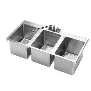 Krowne Metal HS-3819 3 Compartment Drop-In Hand Sink w/ 12" Spout Faucet