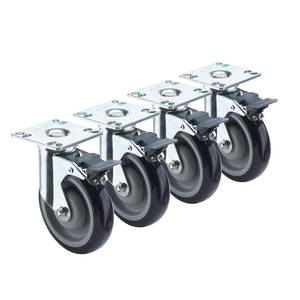Krowne 28-220S 3.5" x 3.5" Universal Plate Caster w/ Front Brake Set of 4