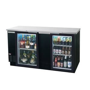 Beverage Air BB68HC-1-G-B 69" Two-Section Glass Door Bar Cooler W/ Black Exterior