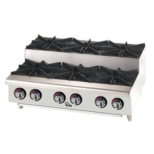 Star 606HF-SU Star-Max 6 Burner 150kBTU Step-Up Countertop Gas Hot Plate