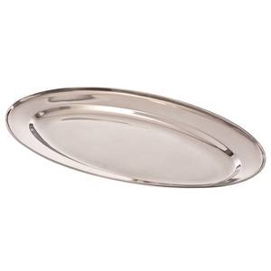 Browne Foodservice 574182 14" x 9" Stainless Oval Platter Rolled Edge