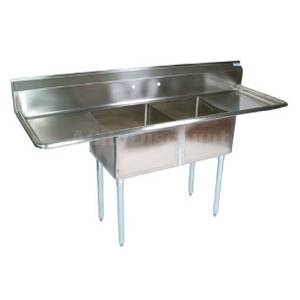 John Boos E2S8-1620-12T18 2 Compartment Sink 16" x 20" x 12" Bowls Two 18" Drainboards