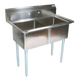 John Boos E2S8-24-14 2 Compartment Sink 24" x 24" x 14" Bowls w/ Galvanized Legs