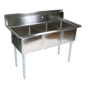 John Boos E3S8-24-14*24 3 Compartment Sink 24" x 24" x 14" Bowls w/ 24" Drainboard
