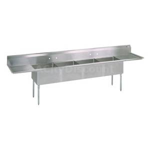 John Boos E4S8-1620-14T18 4 Compartment Sink 16" x 20" x 14" Bowls Two 18" Drainboards