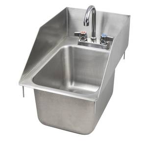 John Boos PB-DISINK101410-P-SSLR-X Drop In Hand Sink 10" x 14" x 10" Bowl with Side Splashes