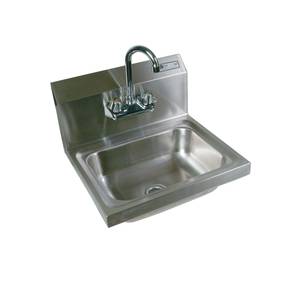 John Boos PBHS-W-1410-P-X 14" x 10" x 5" Wall Mount Hand Sink 4" Center w/ Faucet