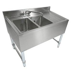 John Boos EUB2S36-1*D-X 36" W 2 Compartment Bar Sink Stainless with 12" Drainboard