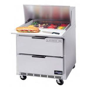 Beverage Air SPED36HC-08C-2 36" Cutting Top Refrigerated Prep Table w/ 8 Pans & Drawers