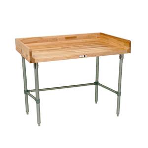 John Boos DNB07-X 48" x 30" Wood Top Work Table 4" Risers Galvanized Bracing