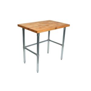 John Boos JNB08-X 48" x 30" Maple Wood Top Work Table with Galvanized Bracing