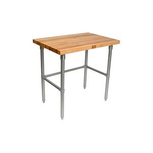John Boos SNB11-X Wood Top 96" x 30" Work Table 1.75" Thick Stainless Bracing