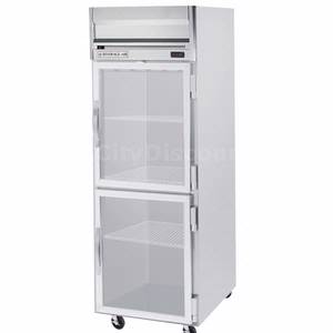 Beverage Air HRP1-1HG-LED 24 CuFt Horizon LED Glass 2-Door Reach-In Cooler w/S/S Sides