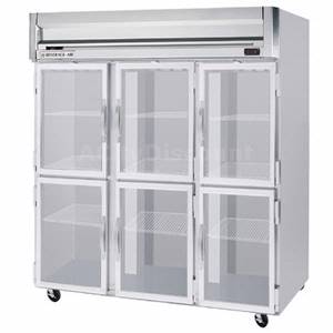 Beverage Air HFS3-5HG-LED 74CuFt Horizon LED Glass 6-Door Reach-In Freezer w/ S/S Int.