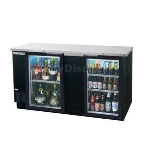 Beverage Air BB68G-1-B-LED 69" Two-Section Glass Door LED Bar Cooler W/ Black Exterior