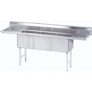 Advance Tabco FC-3-1818-X 3 Compartment Sink 18"x18"x14" Bowl Stainless 16 Gauge