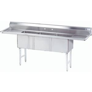 Advance Tabco FC-3-1818-24RL-X 3 Compartment Sink 18"x18"x14" Bowl S/s Two 24" Drainboards