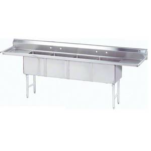 Advance Tabco FC-4-2424-24RL-X 4 Compartment Sink 24"x24"x14" Bowl Two 24" Drainboards S/s