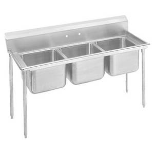 Advance Tabco T9-3-54-X 3 Compartment Sink 18 Gauge 16"x20" Bowls Stainless