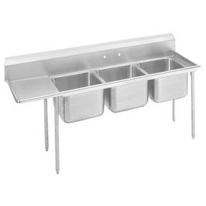 Advance Tabco 9-23-60-18* 3 Compartment Sink 18 Gauge 20"x20" Bowls S/s 18" Drainboard