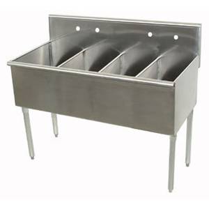 Advance Tabco 4-4-48 4 Compartment Scullery Sink 12" x 21" Bowls 430 Series S/s