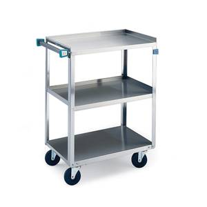 Lakeside 411 16.75"W x 27.5"L S/S 3-Shelf Utility Cart w/ 500 lb Capacity