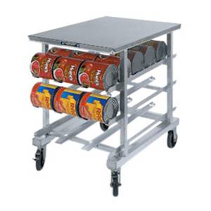 Lakeside 346 Mobile Can Rack w/ 54 - #10 Can Cap. & S/S Worktop