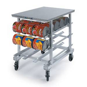 Lakeside 336 Mobile Can Rack w/ 54 - #10 Can Cap. & Poly Worktop
