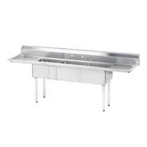 Advance Tabco FE-3-1515-15RL-X 3 Compartment Sink 18 Gauge 15"x15" Bowls Two 15" Drainboard
