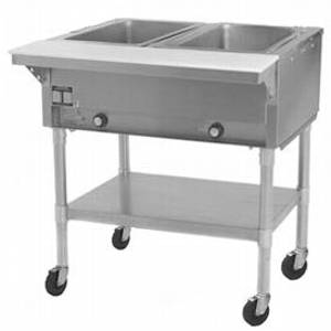 Eagle Group PDHT2 2-Well Mobile Electric Hot Food Table w/ Galvanized Shelf