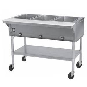 Eagle Group PDHT3 3-Well Mobile Electric Hot Food Table w/ Galvanized Shelf