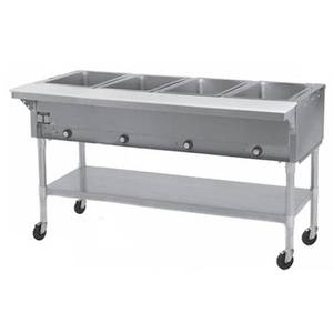 Eagle Group PDHT4 4-Well Mobile Electric Hot Food Table w/ Galvanized Shelf