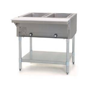 Eagle Group SDHT2 2-Well Stationary Electric Hot Food Table S/S Shelf & Legs