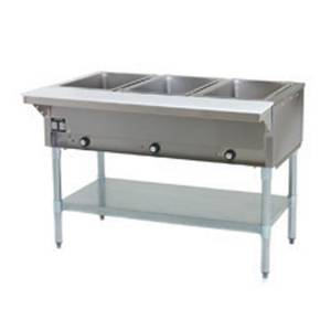 Eagle Group SDHT3 3-Well Stationary Electric Hot Food Table S/S Shelf & Legs