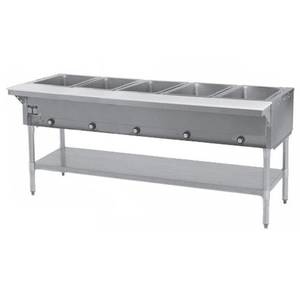 Eagle Group DHT5-1X 5-Well Stationary Electric Hot Food Table & Galvanized Shelf