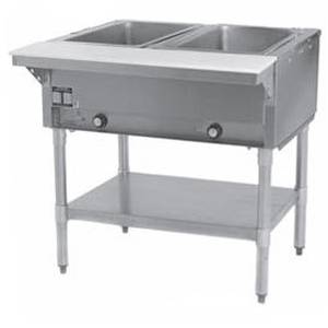Eagle Group DHT2-1X 2-Well Stationary Electric Hot Food Table & Galvanized Shelf